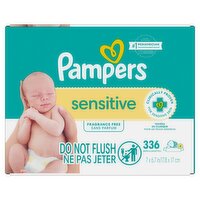 Pampers Sensitive Baby Wipes Sensitive Perfume Free 4X Pop-Top Packs 336 Count, 336 Each