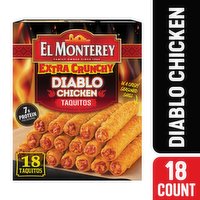 El Monterey Taquitos, Diablo Chicken, Extra Crunchy, 18 Each