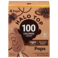 Halo Top Ice Cream Pops, Brownie Batter, Light, 4 Each