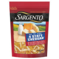 Sargento Off the Block Shredded Cheese, 4 State Cheddar, Traditional Cut, 7.5 Ounce