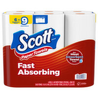 Scott Paper Towels, Fast Absorbing, One-Ply, 6 Each
