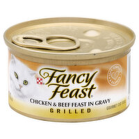 Fancy Feast Cat Food, Gourmet, Grilled, Chicken & Beef Feast in Gravy, 3 Ounce