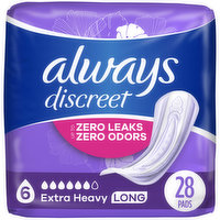 Always Discreet Discreet Always Discreet Pads, Extra Heavy Absorbency, Long Length, 28 Count, 28 Each