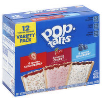 Pop-Tarts Toaster Pastries, Strawberry/Cherry/Blueberry, Frosted, Variety Pack, 12 Each