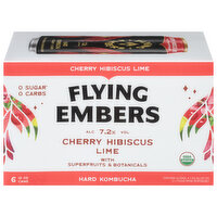 Flying Embers Hard Kombucha, Cherry Hibiscus Lime, 6 Each