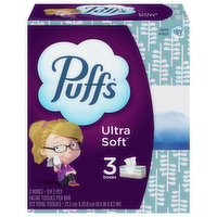 Puffs Facial Tissues, Ultra Soft, 2-Ply, 3 Each