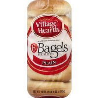 Village Hearth Bagels, Pre Sliced, Plain, 6 Each