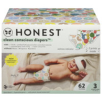 Honest Clean Conscious Diapers Diapers, 3 Giggly Boo (16-28 lbs), 62 Each