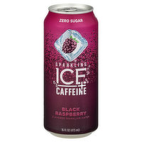 Sparkling Ice Sparkling Water, Zero Sugar, +Caffeine, Black Raspberry, 16 Ounce