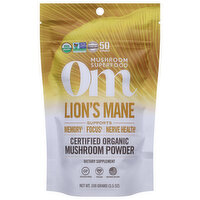 Om Mushroom Powder, Organic, Lion's Mane, 100 Gram