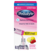 Pedialyte Electrolyte Powder, Strawberry Lemonade, 6 Each