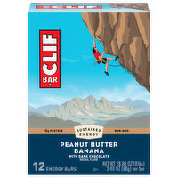 Clif Bar Energy Bars, Peanut Butter Banana with Dark Chocolate, 12 Each