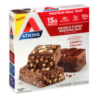 Atkins Protein Meal Bar, Double Fudge Brownie Bar, 5 Each