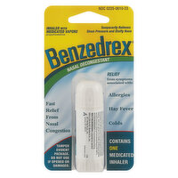 Benzedrex Inhaler, With Medicated Vapors, Nasal Decongestant, 1 Each