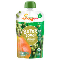 HappyTot Organics Fruit & Veggie Blend, Organic Pears, Green Beans, Peas & Chia, Super Foods, 4 (2+ Years), 4.22 Ounce