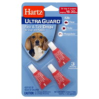 Hartz Ultra Guard Flea & Tick Drops, for Dogs and Puppies, 3 Each