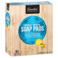 Essential Everyday Soap Pads, Steel Wool, Lemon Scent, 10 Each