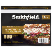 Smithfield Turkey Breast and White Turkey, Honey Smoked, Thinly Sliced, 16 Ounce