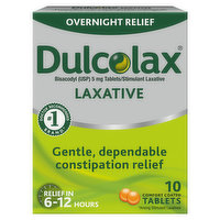 Dulcolax Laxative, Overnight Relief, Comfort Coated Tablets, 10 Each