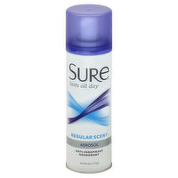 Sure Anti-Perspirant Deodorant, Aerosol, Regular Scent, 6 Ounce