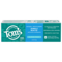 Tom's of Maine Simply White Toothpaste, Anticavity, Clean Mint, 4 Ounce