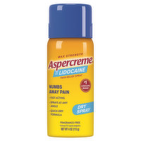 Aspercreme Pain Relief Spray, Dry, with 4% Lidocaine, Max Strength, 4 Ounce