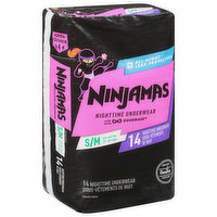 Ninjamas Nighttime Underwear, S/M (38-65 lbs), Jumbo Pack, 14 Each