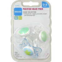 MAM Pacifier, Clear Collection, 0-6 Months, Value Pack, 3 Each