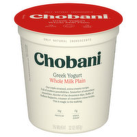 Chobani Yogurt, Greek, Whole Milk Plain, 32 Ounce