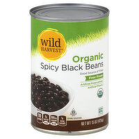 Wild Harvest Black Beans, Organic, Spicy, 15 Ounce