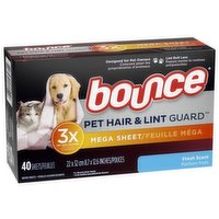 Bounce Mega Dryer Sheets Pet Hair and Lint, 40 Each