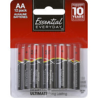 Essential Everyday Batteries, Alkaline, AA, 12 Pack, 12 Each