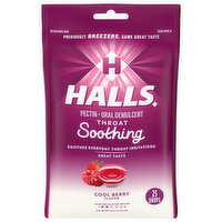 Halls Drops, Cool Berry Flavor, Throat Soothing, 25 Each