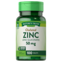 Nature's Truth Zinc, Chelated, 50 mg, Tablets, 100 Each