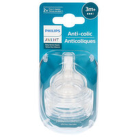 Philips Avent Baby Bottle Nipple, Anti-Colic, 3 Months+, 2 Each