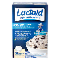 Lactaid Lactase Enzymes Supplement, Fast Act, Vanilla Twist Flavor, Chewables, 60 Each