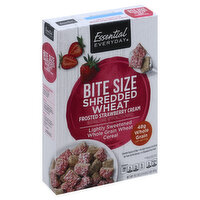 Essential Everyday Cereal, Shredded Wheat, Frosted Strawberry Cream, Bite Size, 16.3 Ounce