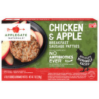 Applegate Naturals Natural Chicken & Apple Breakfast Sausage Patties (Frozen), 6 Each