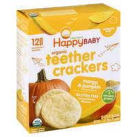 Happy Baby Teether Crackers, Organic, Mango & Pumpkin with Amaranth, Crawling Baby, 12 Pack, 12 Each