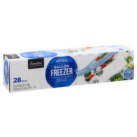 ESSENTIAL EVERYDAY Freezer Bags, Double Zipper, Gallon, 28 Each