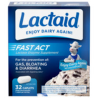 Lactaid Lactase Enzyme Supplement, Fast Act, Caplets, 32 Each