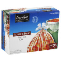 Essential Everyday Lawn & Leaf Bags, Flap Top, 39 Gallon, Clear, 36 Each