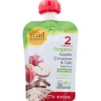 Wild Harvest Baby Food, Organic, Apples, Cinnamon & Oats, 2 (6 Months & Up), 3.5 Ounce