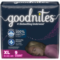 Goodnites Underwear, XL, 9 Each