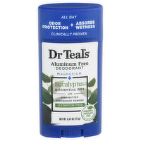 Dr Teal's Deodorant, Aluminum Free, Eucalyptus, 2.65 Ounce