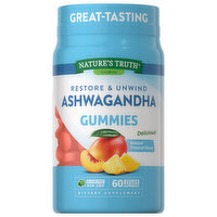 Nature's Truth Ashwagandha, Restore & Unwind, Vegan Gummies, Natural Tropical Flavor, 60 Each