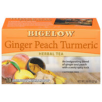 Bigelow Herbal Tea, Ginger Peach Turmeric, Caffeine Free, Bags, 18 Each