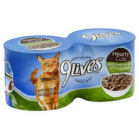 9 Lives Cat Food, with Real Chicken & Fish in Gravy, Hearty Cuts, 4 Each