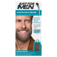 Just For Men Easy Brush-In Color, Mustache & Beard, Medium Brown M-35, 1 Each