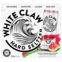 White Claw Hard Seltzer, Watermelon, Spiked, 6 Pack, 6 Each